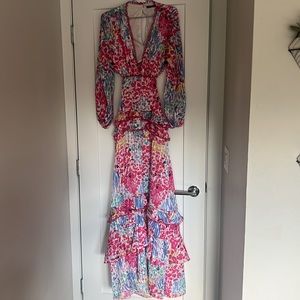 Nasty Gal long sleeve colorful floral maxi dress (US size 6)